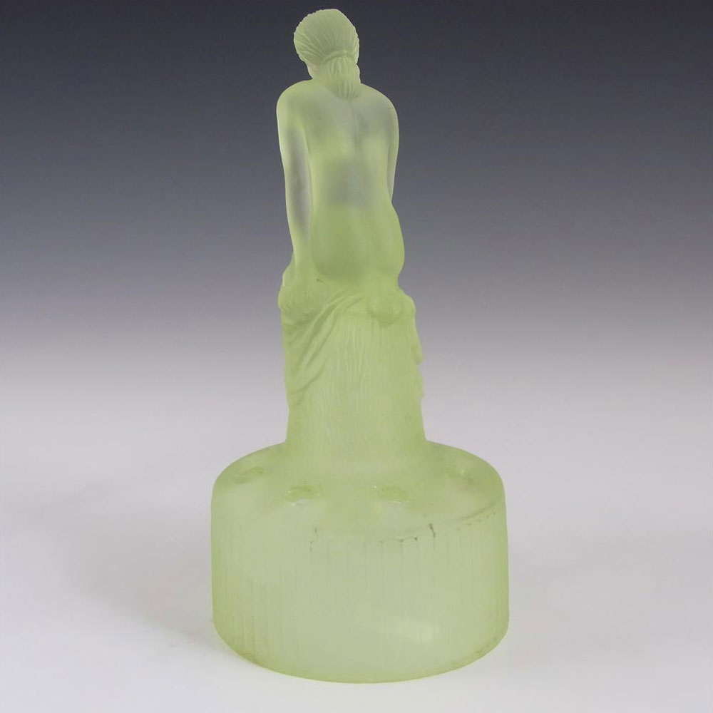 Sowerby Art Deco Uranium Green Glass Nude Lady Figurine - Click Image to Close