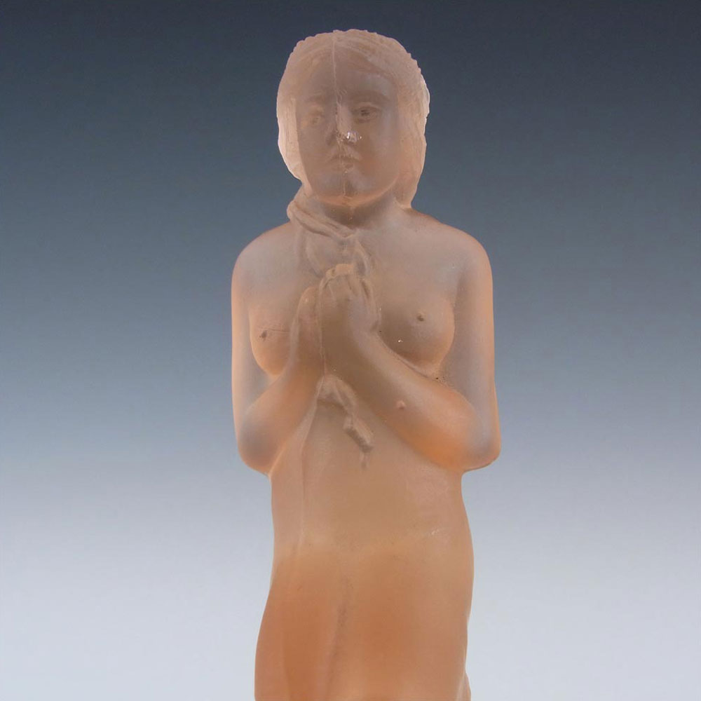 (image for) Sowerby Art Deco Frosted Pink Glass Nude Lady Figurine - Click Image to Close