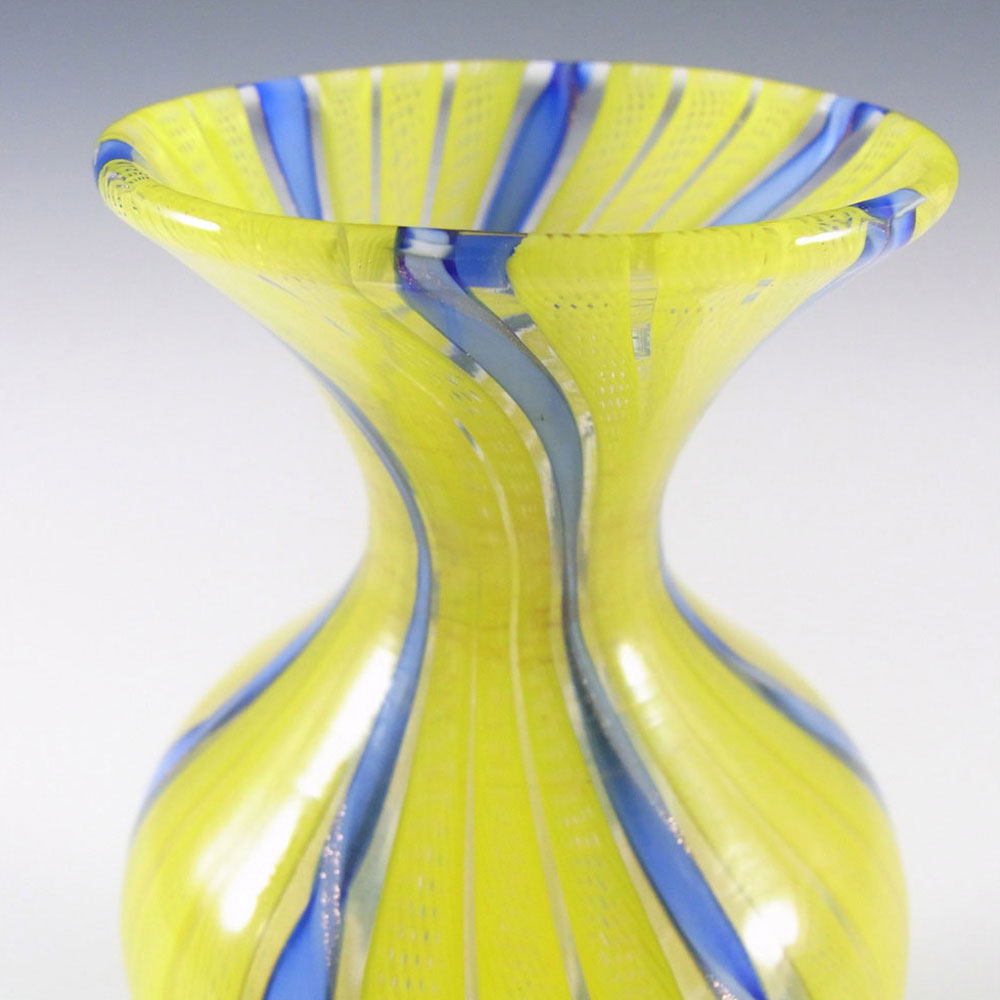 Murano 1950's Zanfirico Filigree + Aventurine Glass Vase - Click Image to Close
