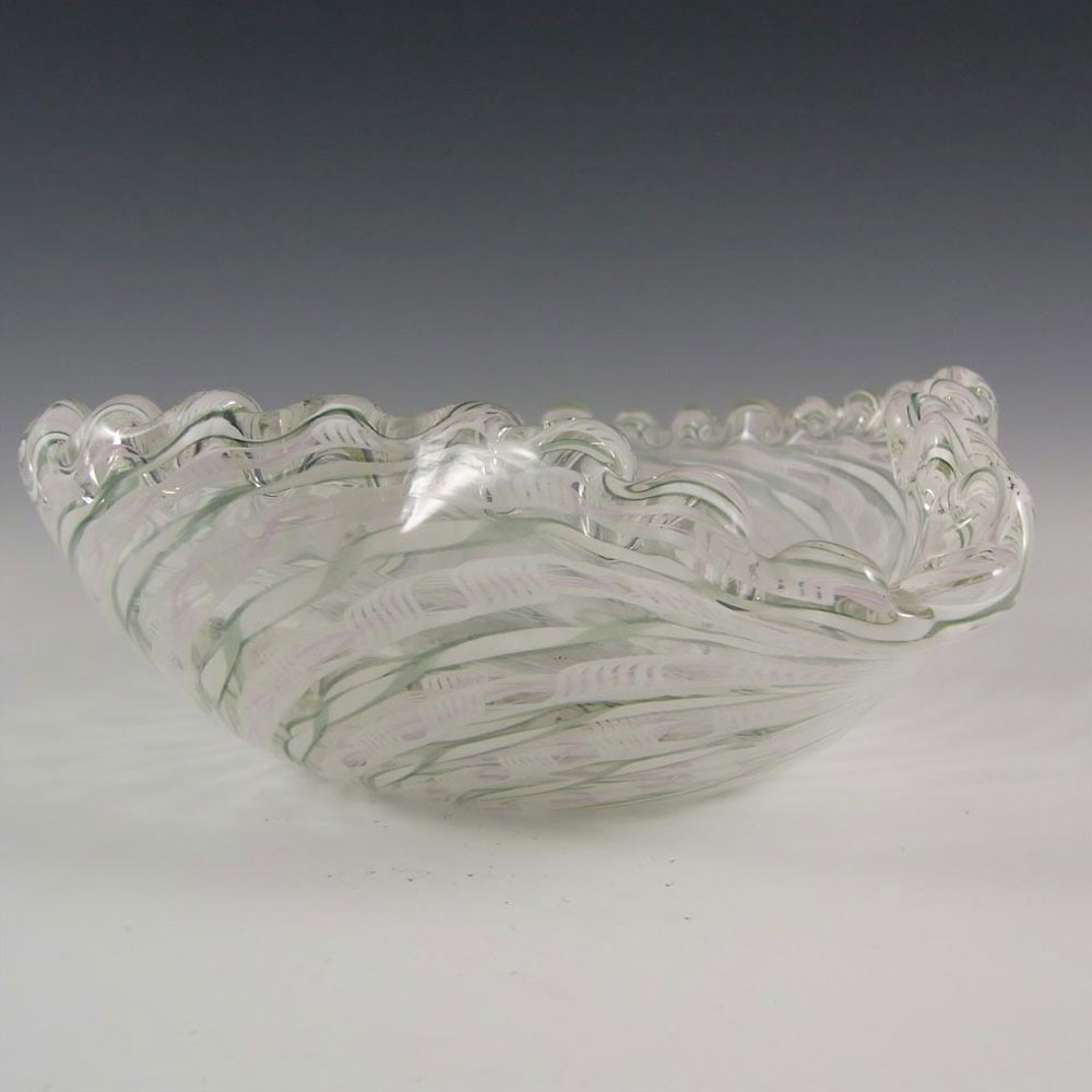 (image for) Murano 1950's Zanfirico Lattice Filigree Glass Bowl - Click Image to Close