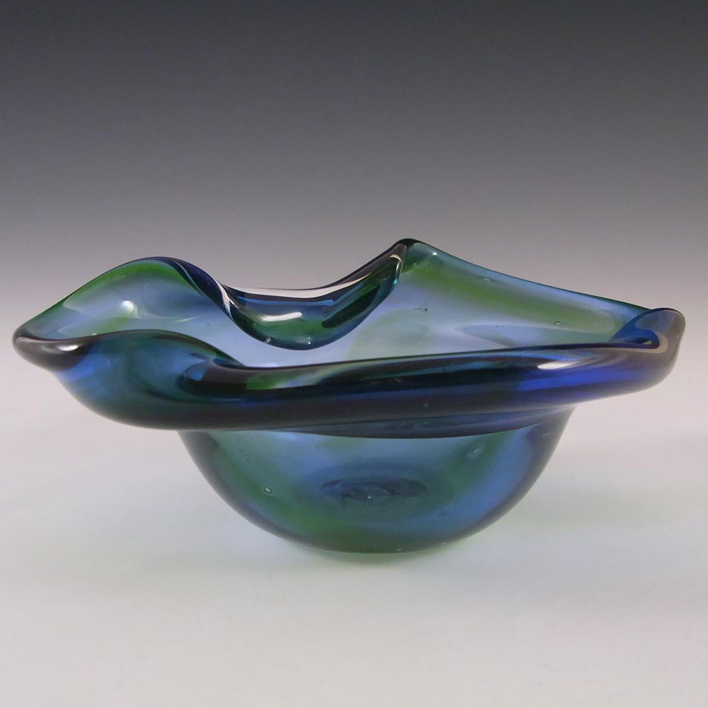 Signed Lillyfee Studio Glass Blue/Green Bowl by Clare Lee - Click Image to Close