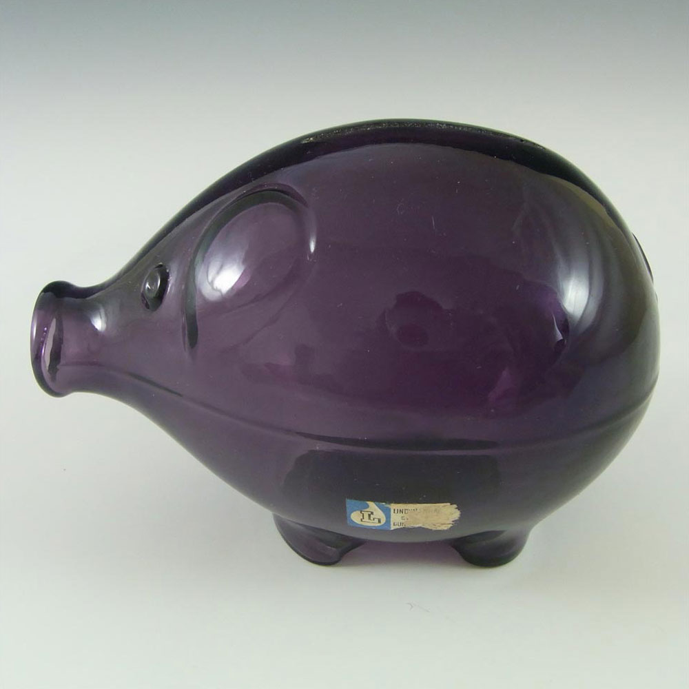 (image for) Lindshammar Swedish Purple Glass Piggy Bank by Gunnar Ander - Click Image to Close