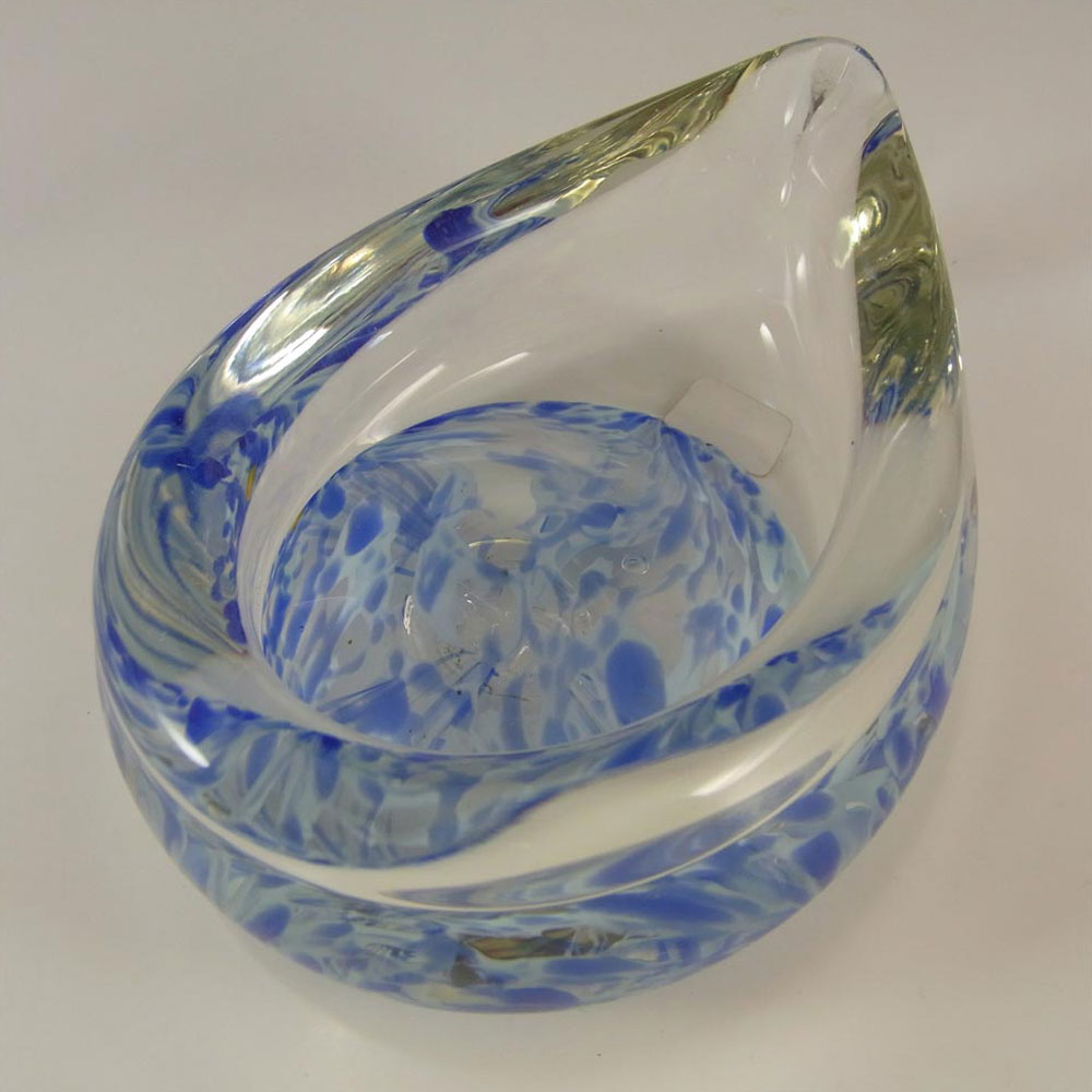 Liskeard British Blue Speckled Glass Bowl - Labelled - Click Image to Close