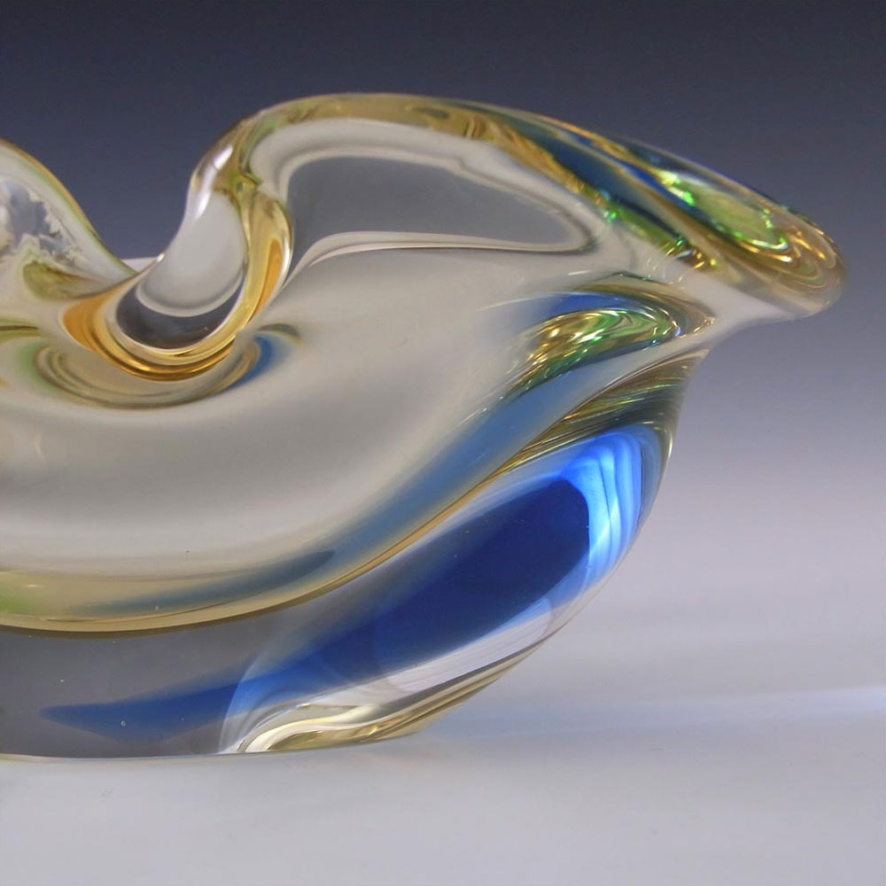 (image for) Czech Yellow, Green & Blue Glass Sculpture Bowl - Click Image to Close