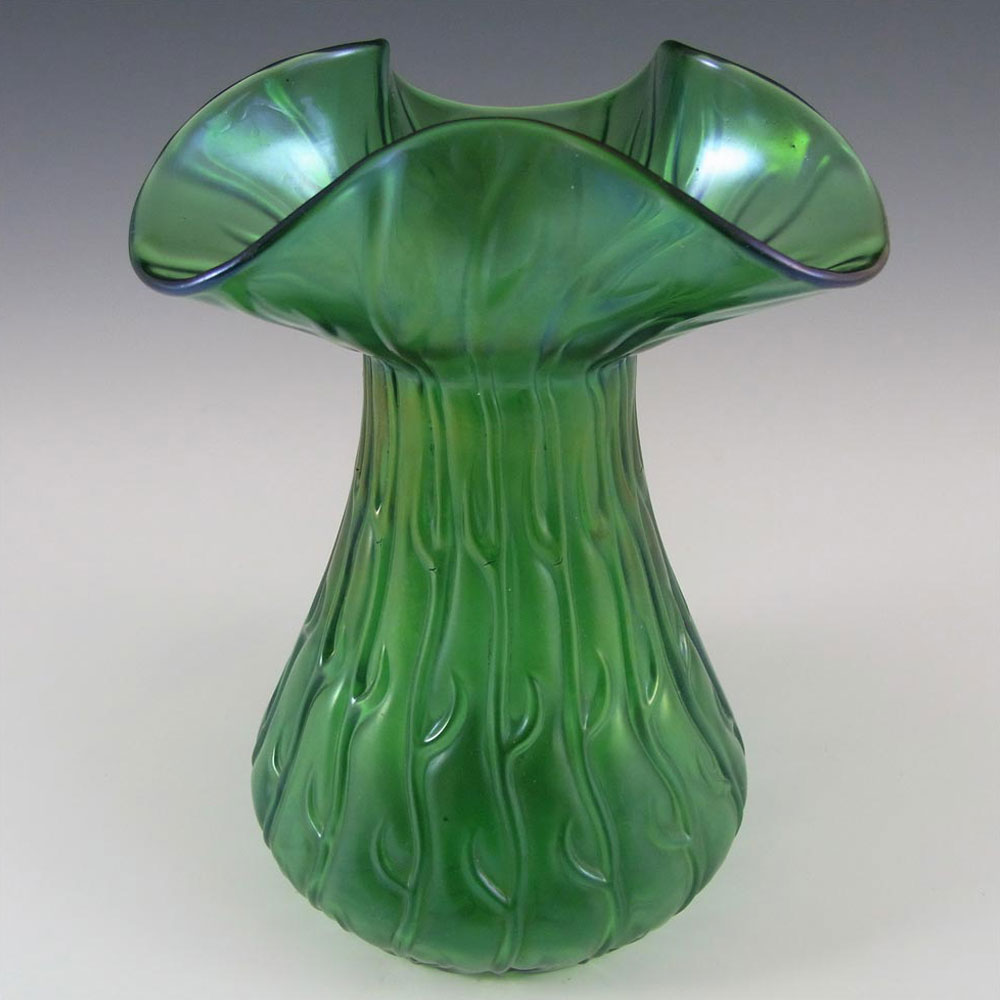 (image for) Loetz / Lötz Art Nouveau Green Glass 'Neptun' Vase - Click Image to Close
