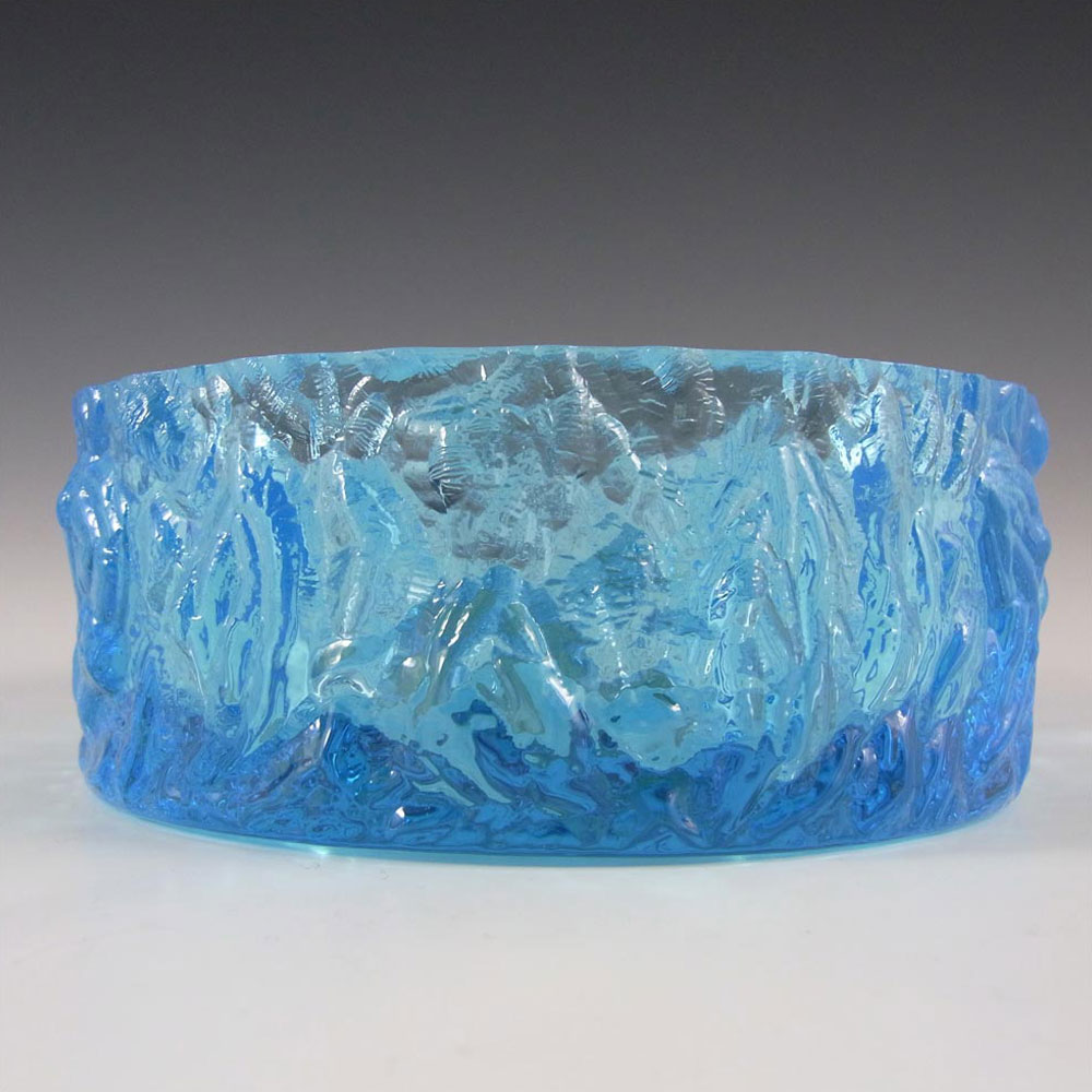 (image for) Davidson/Brama Blue Bark Textured Glass "Luna" Bowl - Label - Click Image to Close