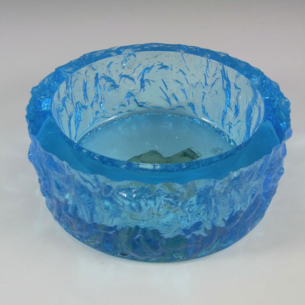Davidson/Brama Blue Bark Textured Glass "Luna" Bowl - Label - Click Image to Close