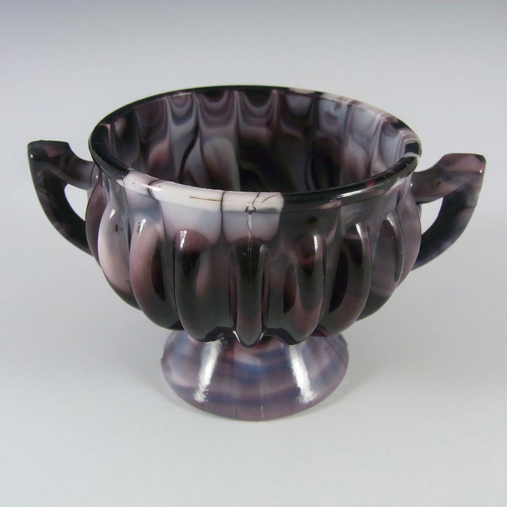 Sowerby #1299 Victorian Purple Malachite/Slag Glass Bowl - Click Image to Close