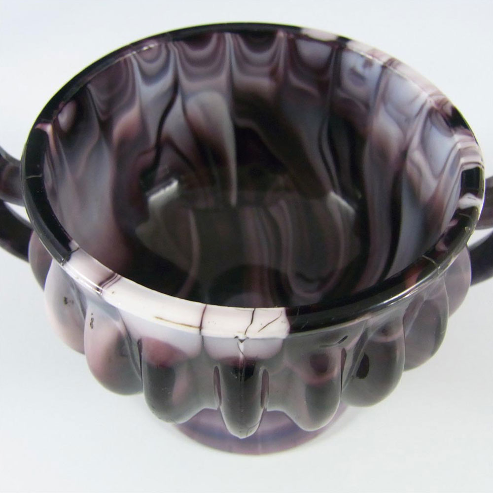 Sowerby #1299 Victorian Purple Malachite/Slag Glass Bowl - Click Image to Close