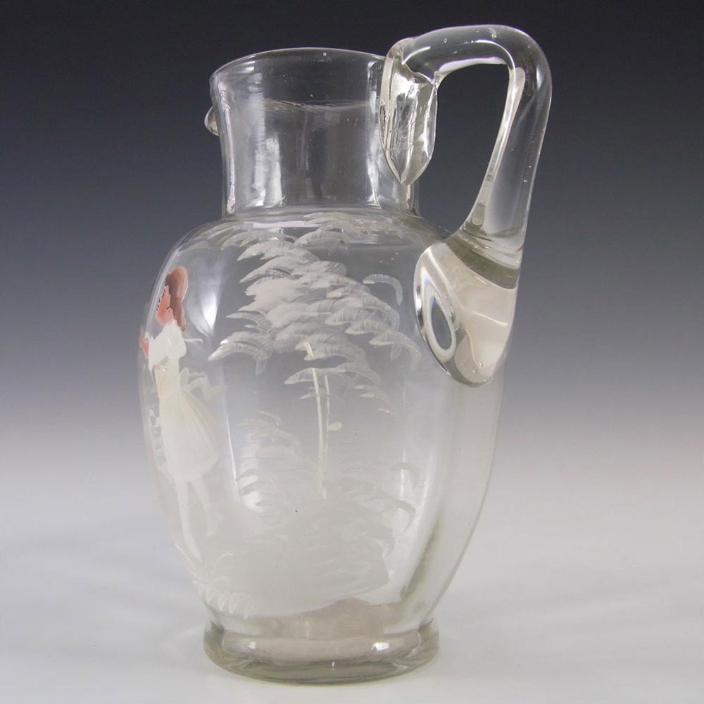 (image for) Mary Gregory Bohemian Hand Enamelled Glass Jug + Tumbler - Click Image to Close