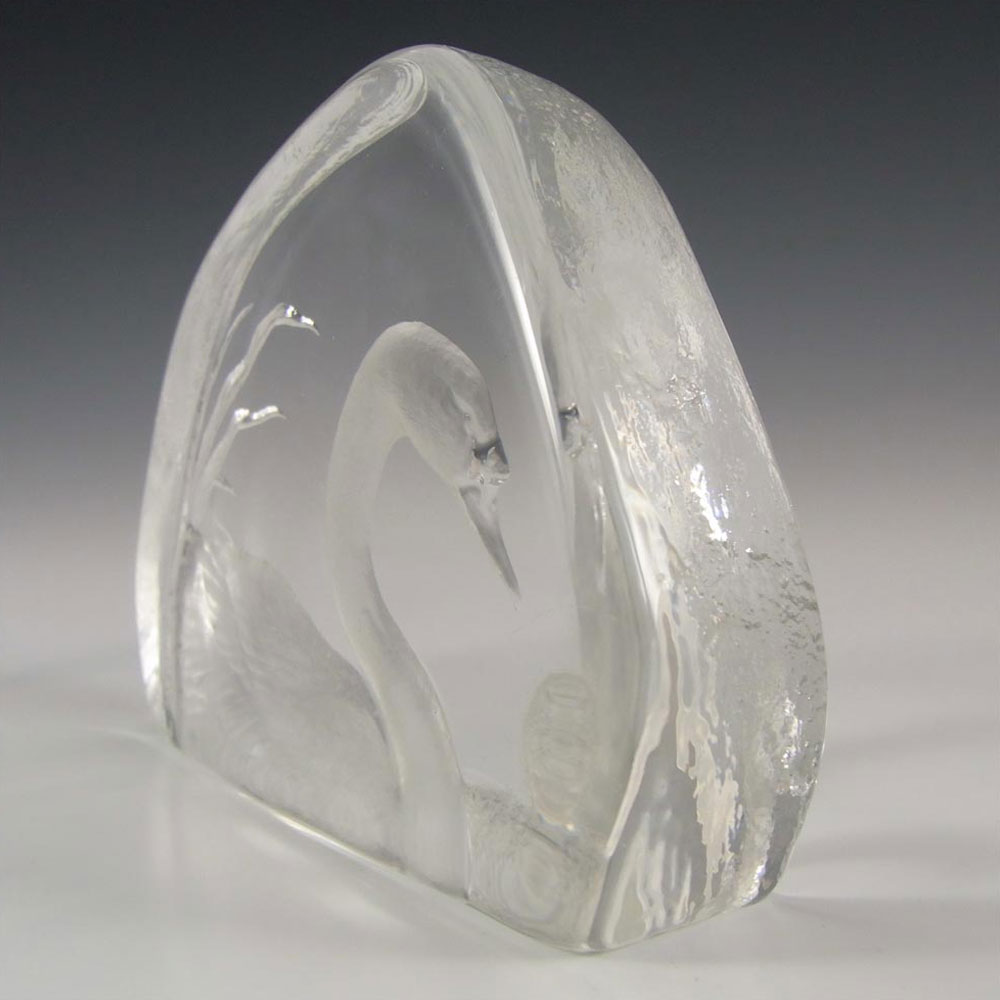 (image for) Mats Jonasson #3317 Glass Swan Paperweight - Signed - Click Image to Close