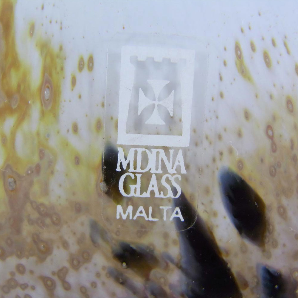 Mdina 'Seascape' Maltese Glass Vase - Signed + Labelled - Click Image to Close