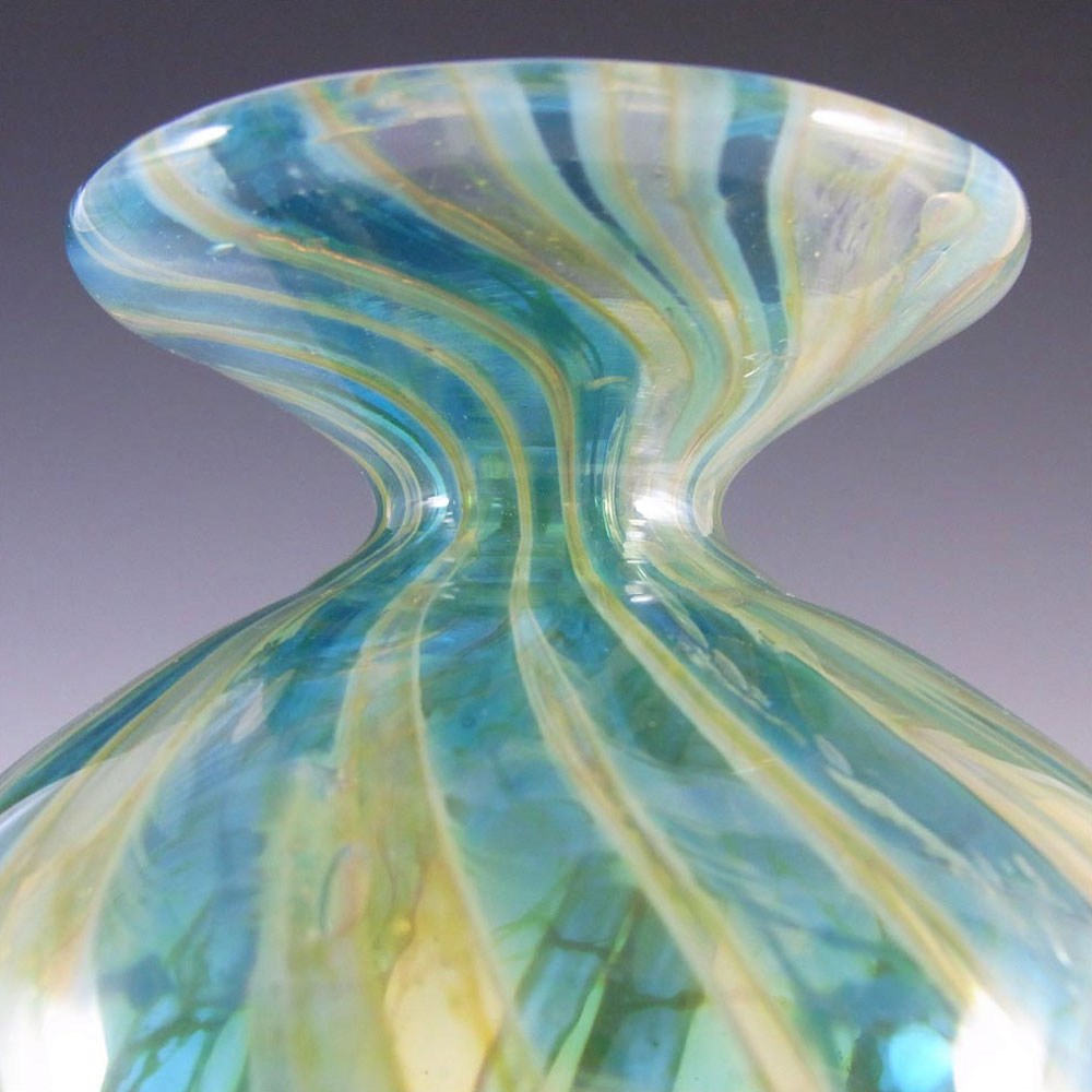 (image for) Mdina 'Crysal Blue Stripe' Maltese Glass Vase - Signed - Click Image to Close