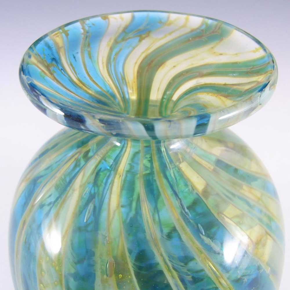 (image for) Mdina 'Crysal Blue Stripe' Maltese Glass Vase - Signed - Click Image to Close