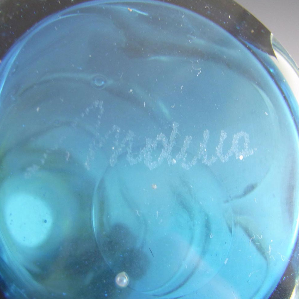 Mdina Purple & Blue Trailed Glass 'Helter Skelter' Vase - Signed - Click Image to Close