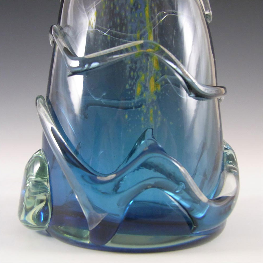 Mdina Purple & Blue Trailed Glass 'Helter Skelter' Vase - Signed - Click Image to Close
