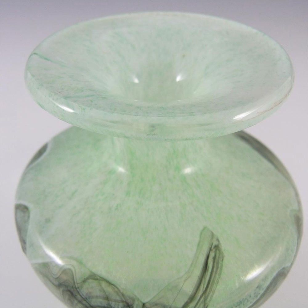 Mdina Grey + Green Maltese Glass Vase - Signed & Labelled - Click Image to Close