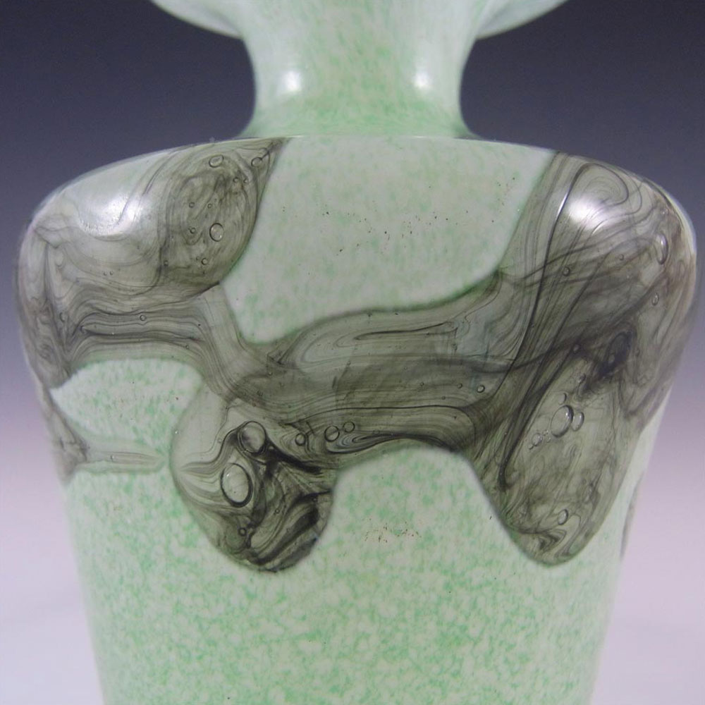 (image for) Mdina Grey + Green Maltese Glass Vase - Signed & Labelled - Click Image to Close