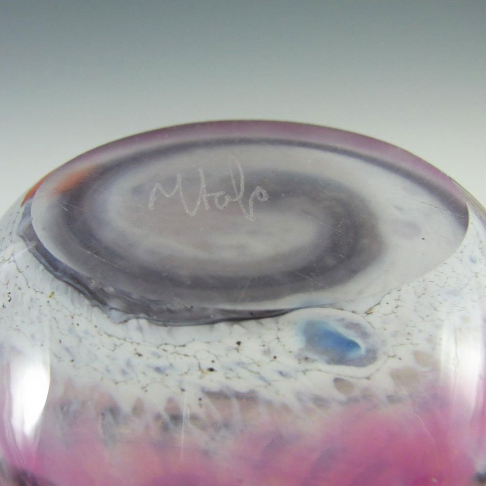 Mtarfa Purple & White Glass Vase - Signed + Labelled - Click Image to Close