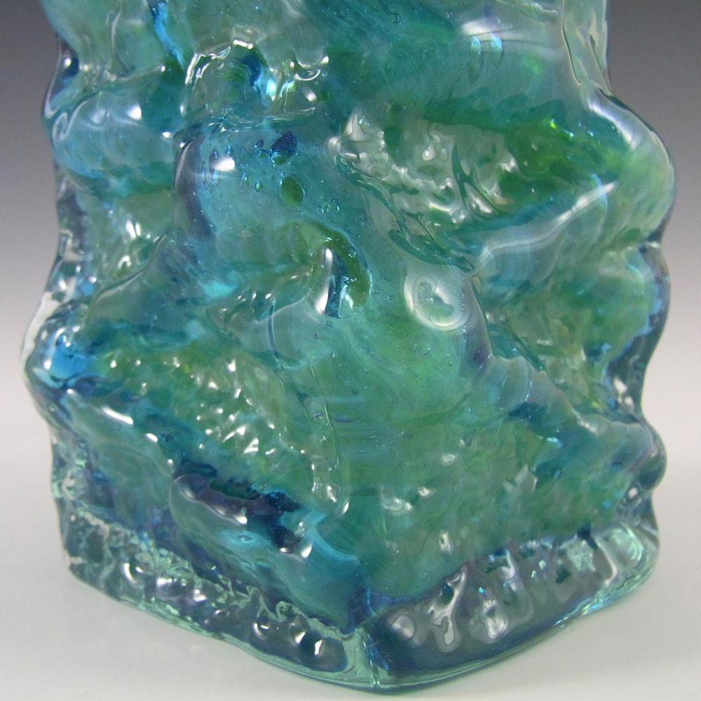 Mdina Bubbly Maltese Blue & Green Bark Textured Glass Vase - Click Image to Close