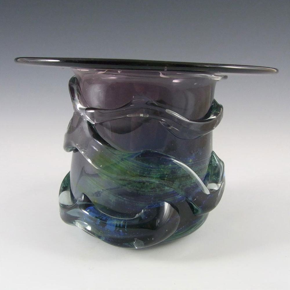 (image for) Mdina Maltese Purple & Blue Glass 'Top Hat' Vase - Signed - Click Image to Close