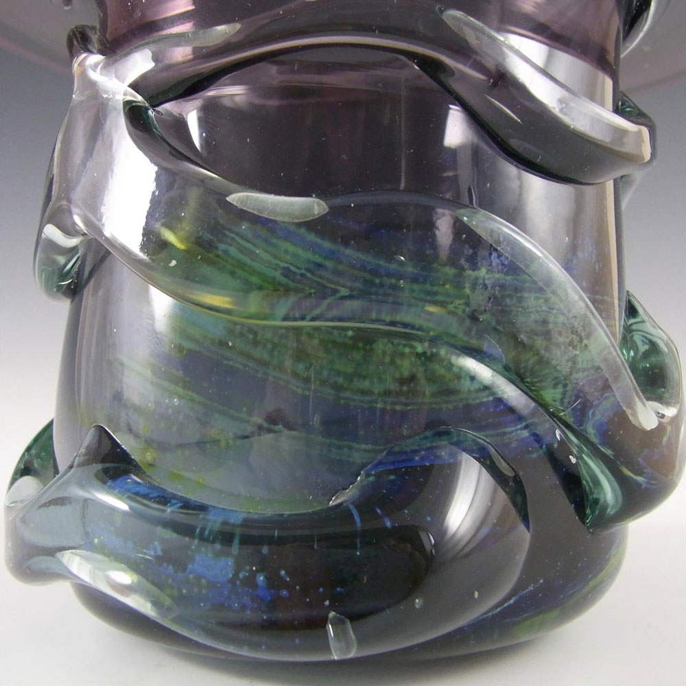 (image for) Mdina Maltese Purple & Blue Glass 'Top Hat' Vase - Signed - Click Image to Close
