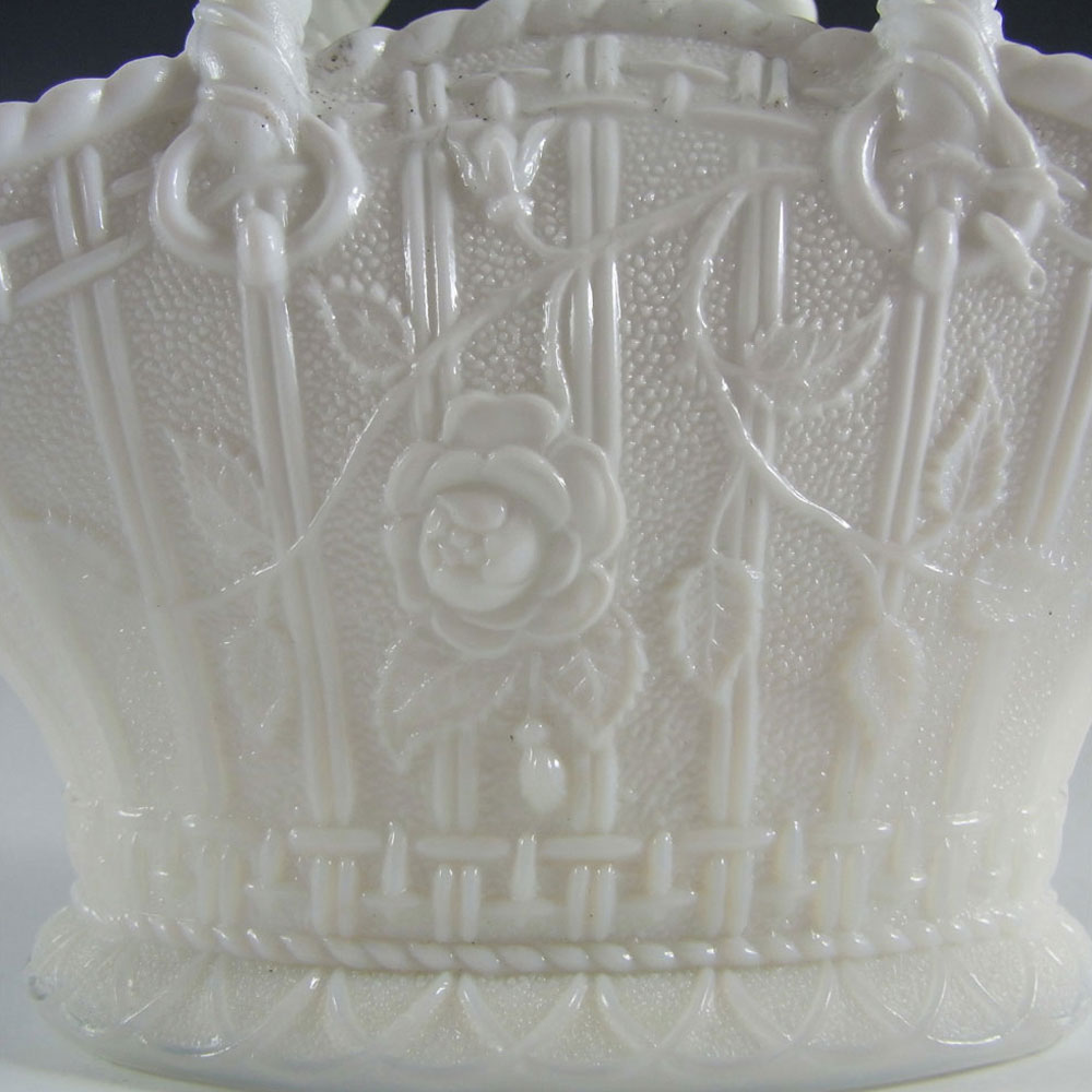 (image for) Antique 1890's Victorian White Milk Glass Basket Bowl - Click Image to Close