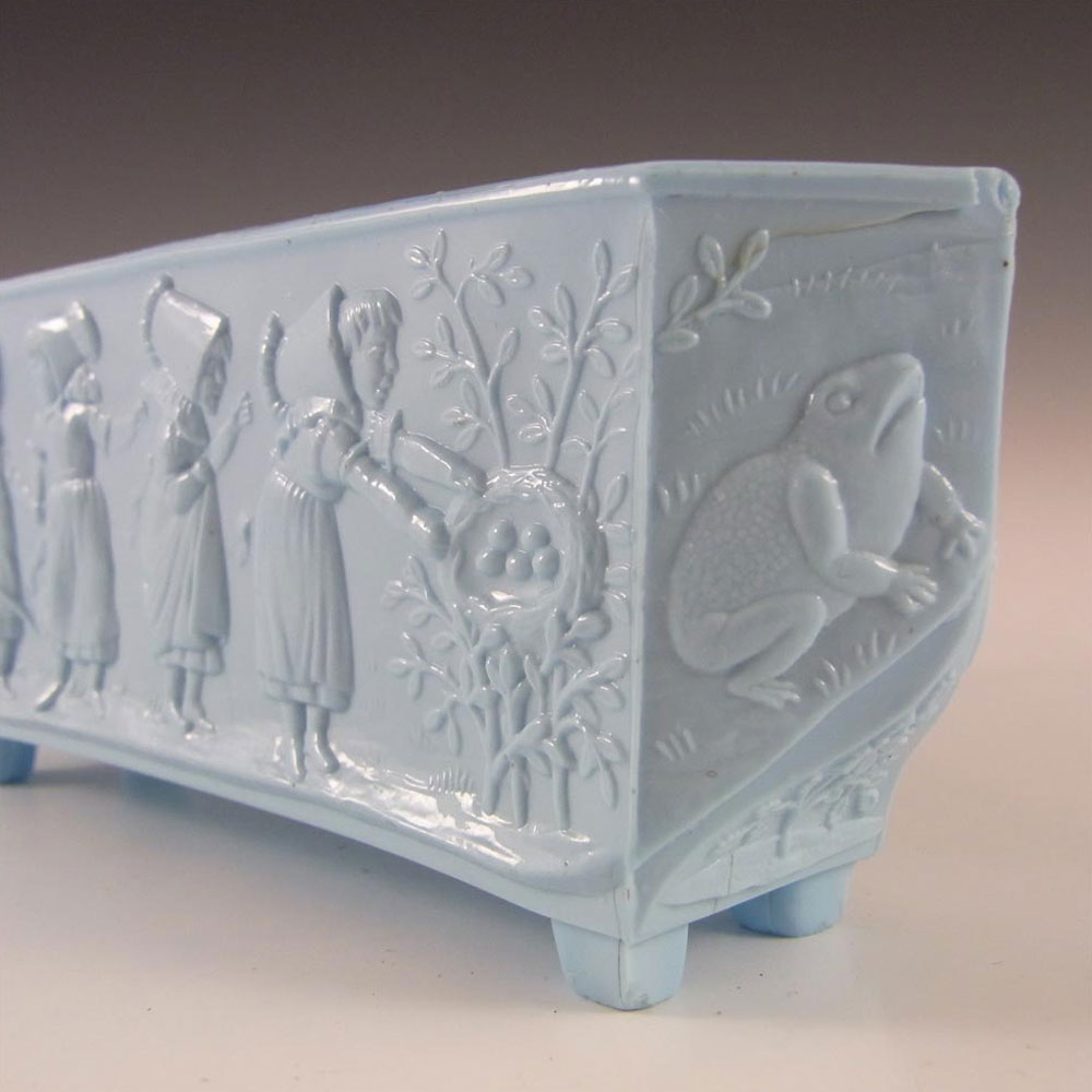 Sowerby #1219 Victorian Blue Milk / Vitro-Porcelain Glass Posy Trough - Marked - Click Image to Close