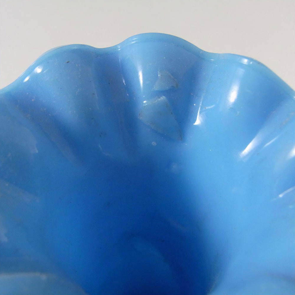(image for) French Victorian Vintage Blue Milk Glass 'Diamond' Vase - Click Image to Close