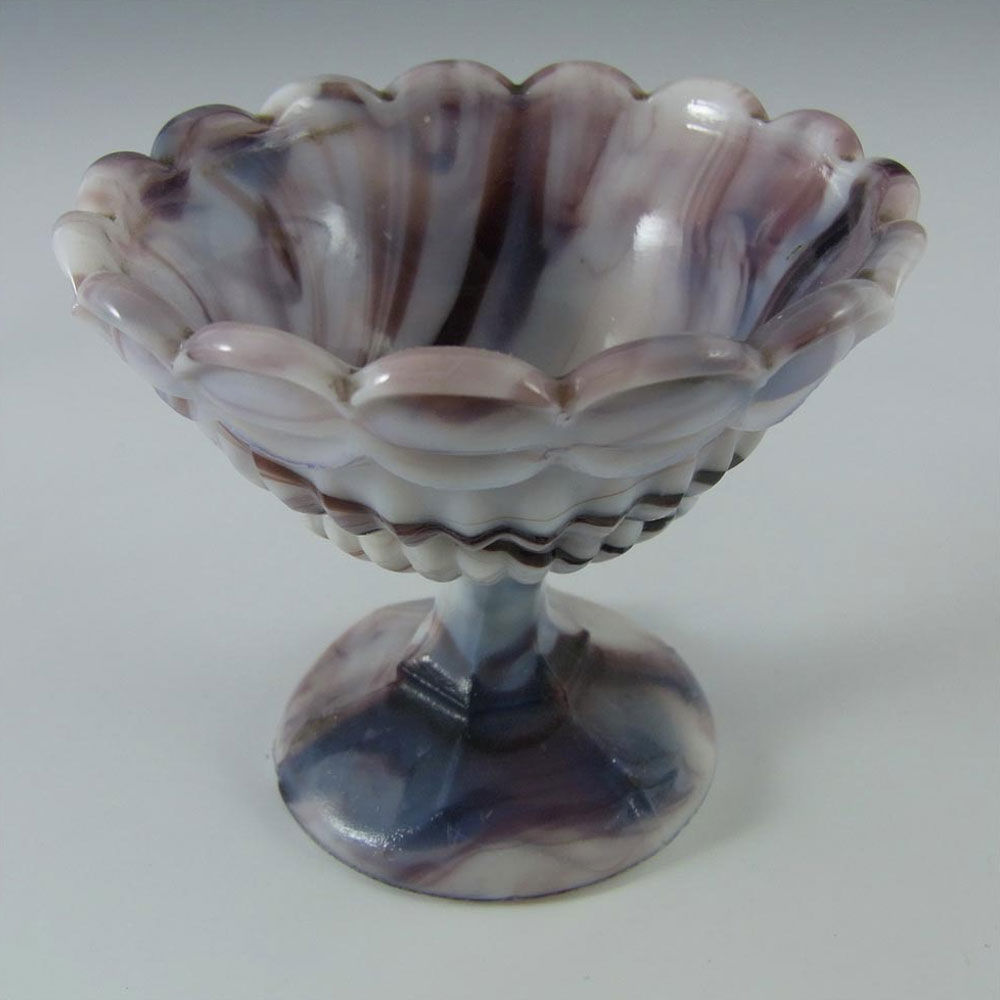 Victorian Purple Malachite/Slag Glass Footed Bowl/Dish - Click Image to Close