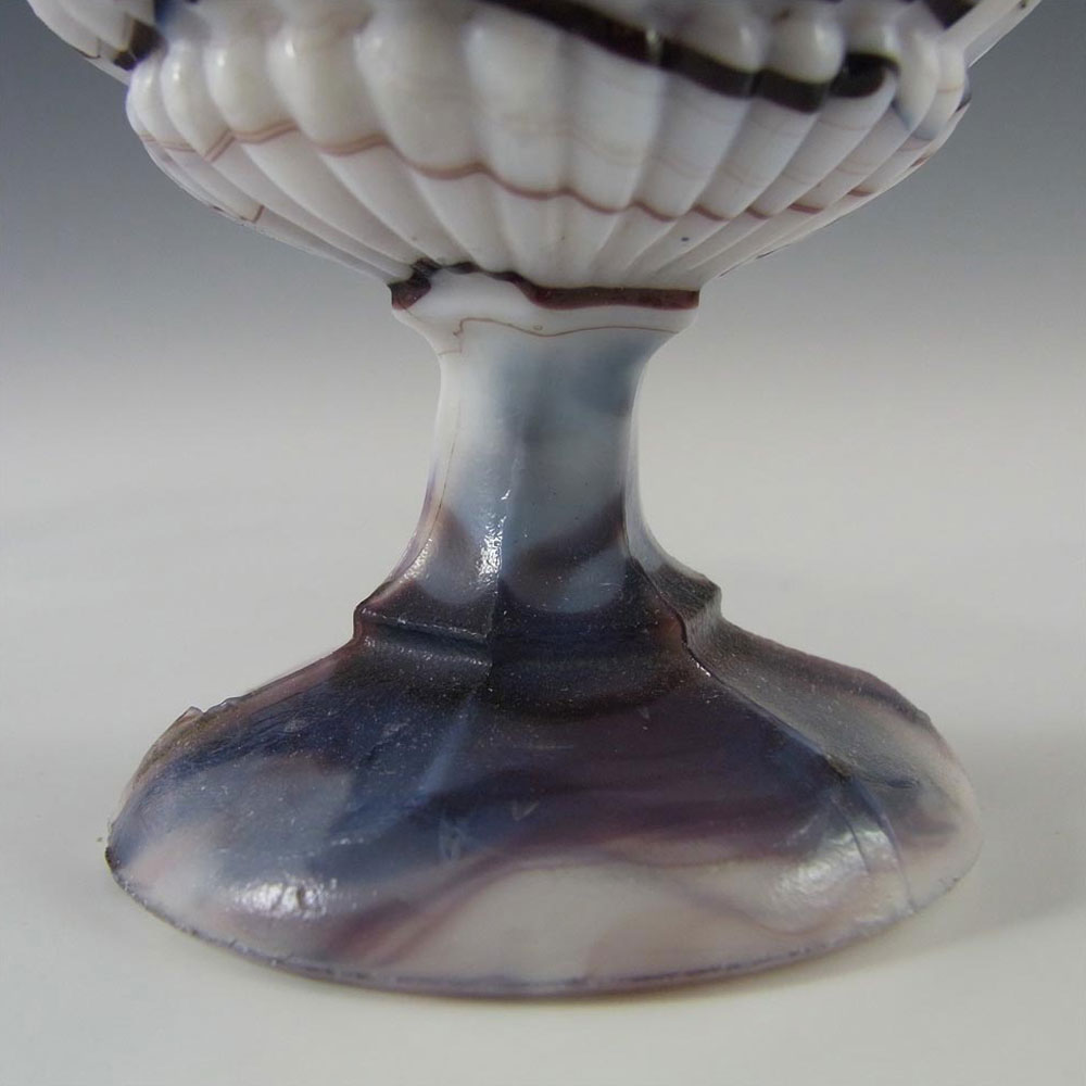 Victorian Purple Malachite/Slag Glass Footed Bowl/Dish - Click Image to Close