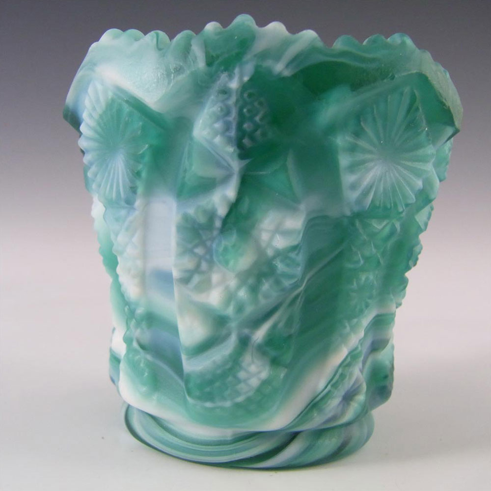Imperial Glass Malachite/Slag Spill Vase - Marked - Click Image to Close
