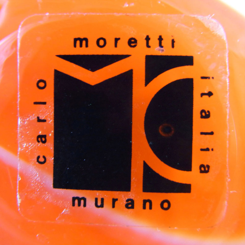 (image for) Carlo Moretti Marbled Red & White Murano Glass Vase - Label - Click Image to Close