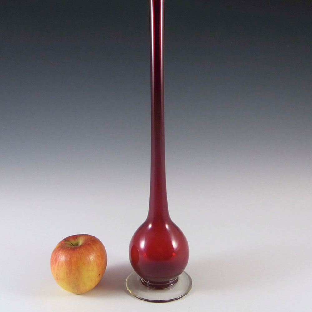 (image for) Carlo Moretti Glossy Red Murano Glass Stem Vase - Click Image to Close