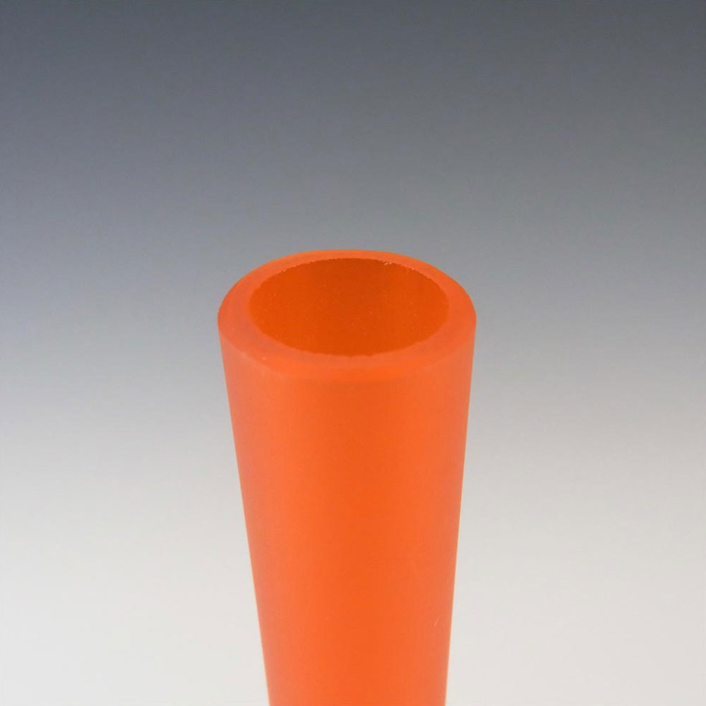 (image for) Carlo Moretti Satinato Orange Murano Glass 9.75" Stem Vase - Click Image to Close