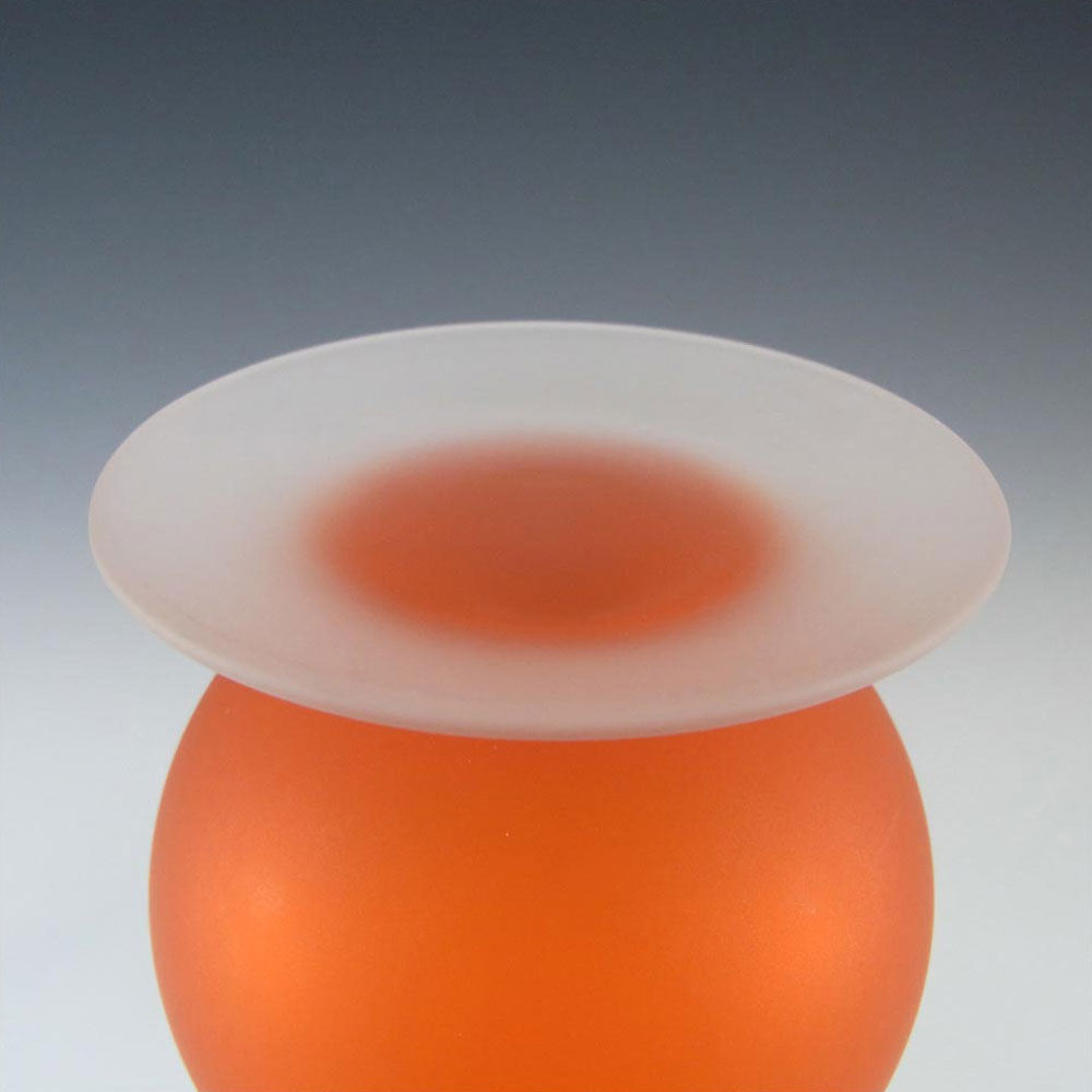 (image for) Carlo Moretti Satinato Orange Murano Glass 9.75" Stem Vase - Click Image to Close