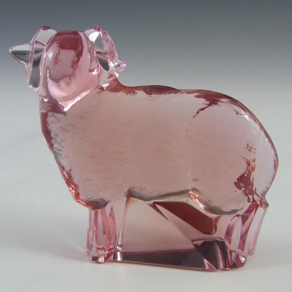 Moser Czech Pink Glass Lamb by Jaroslav Stursa - Marked - Click Image to Close