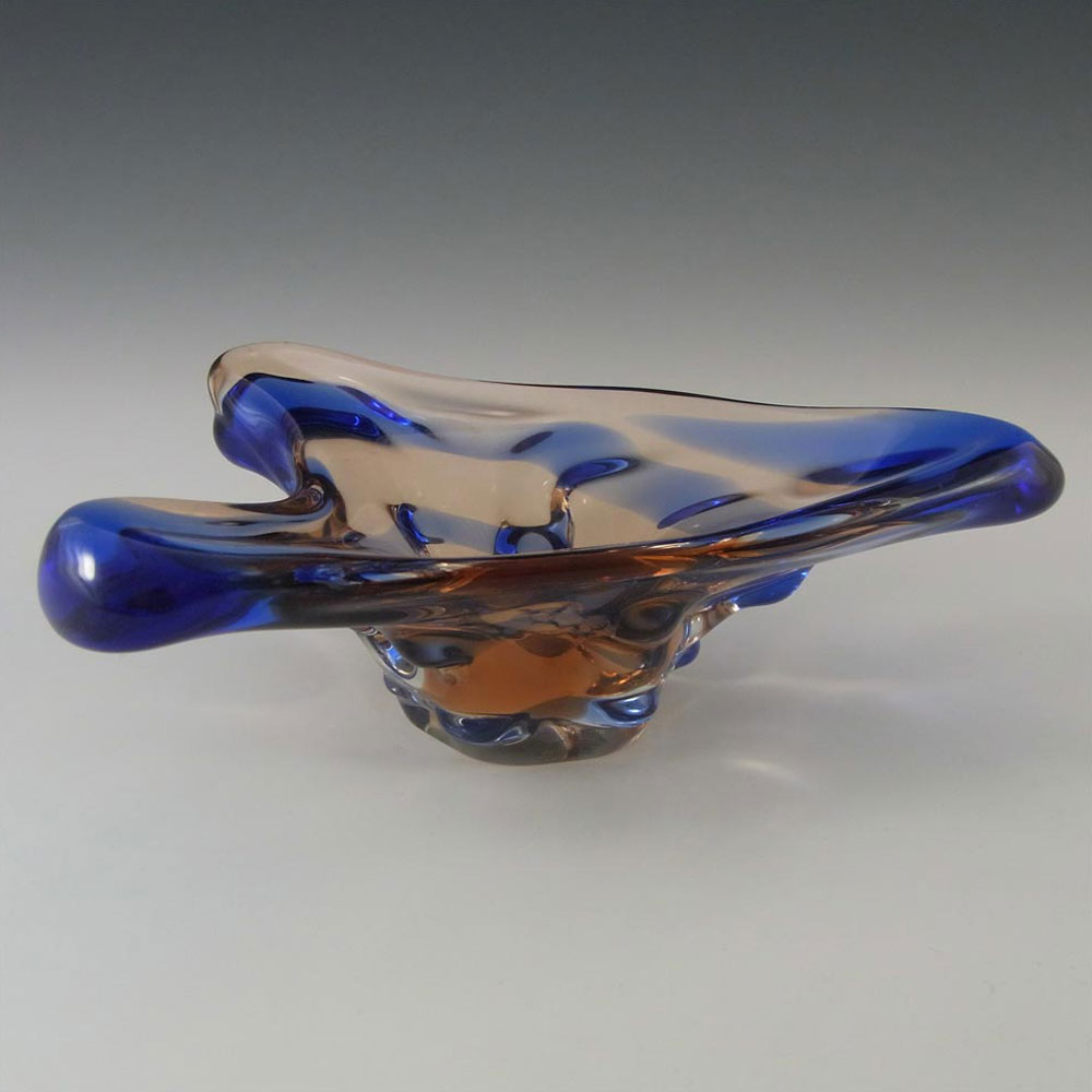 Mstisov/Moser Czech Pink & Blue Glass Organic Bowl - Click Image to Close
