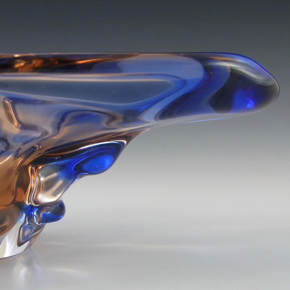 Mstisov/Moser Czech Pink & Blue Glass Organic Bowl - Click Image to Close