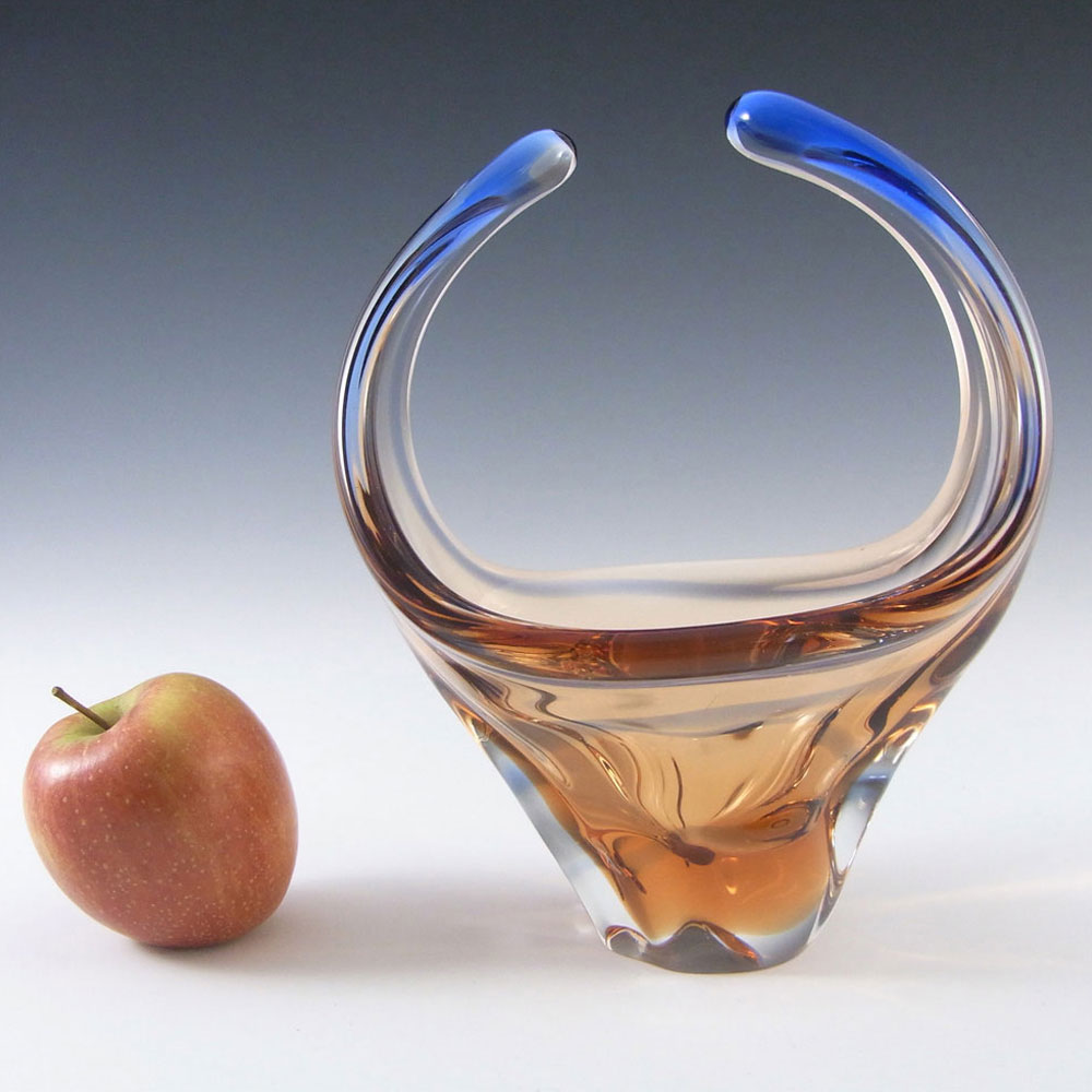 (image for) Mstisov/Moser Czech Amber & Blue Glass Organic Vase - Click Image to Close