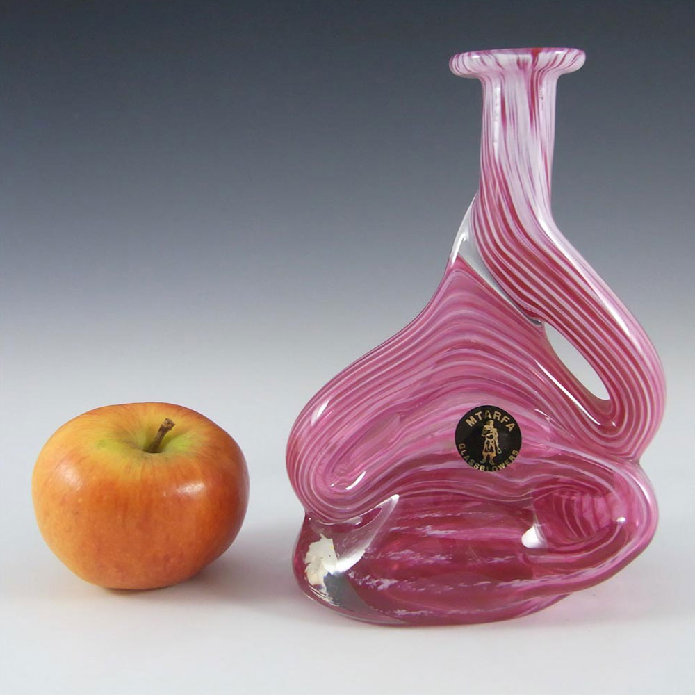 (image for) Mtarfa Maltese Organic Pink & White Glass Vase - Signed - Click Image to Close