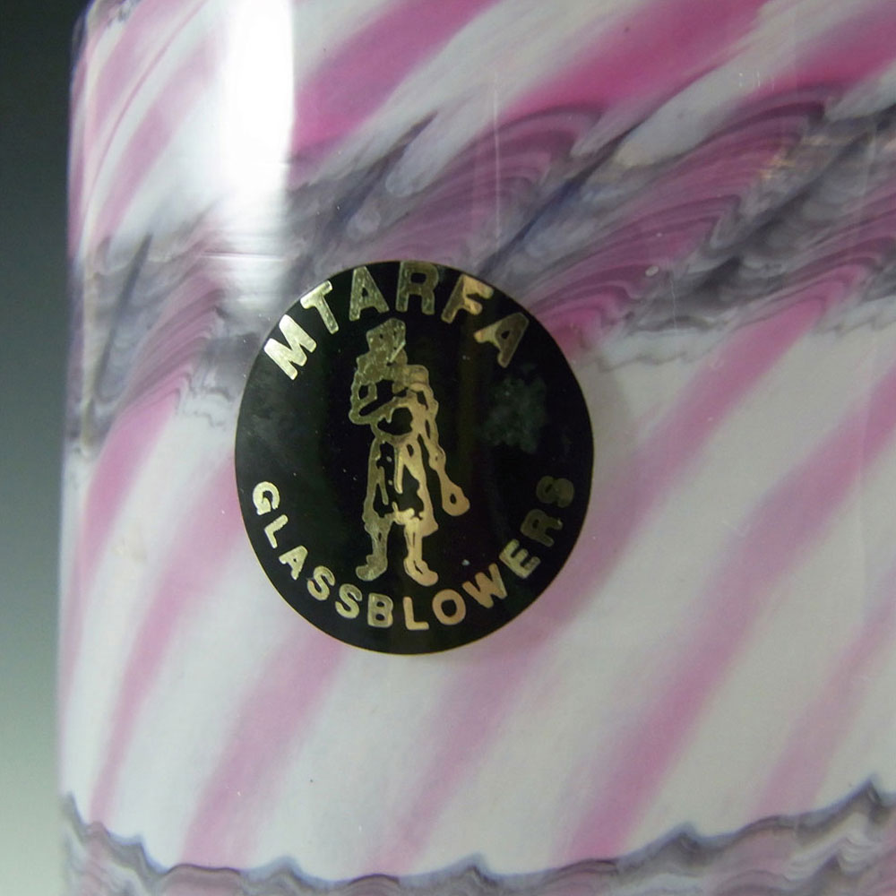 (image for) Mtarfa Purple & White Glass Vase - Signed + Labelled - Click Image to Close
