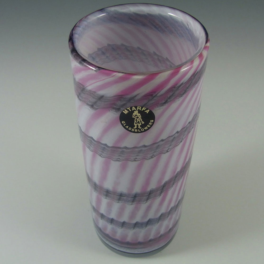 (image for) Mtarfa Purple & White Glass Vase - Signed + Labelled - Click Image to Close