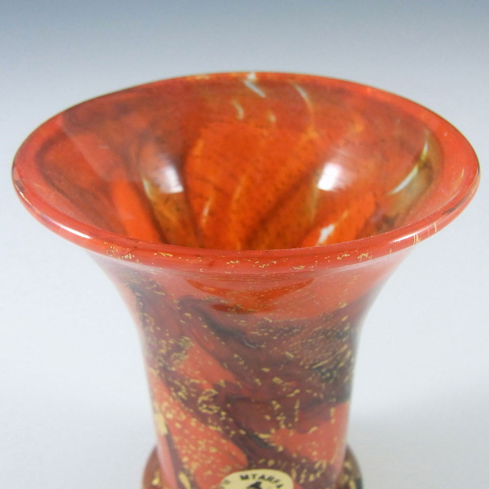 Maltese Mtarfa Red + Black Gold Leaf Glass Vase - Label - Click Image to Close