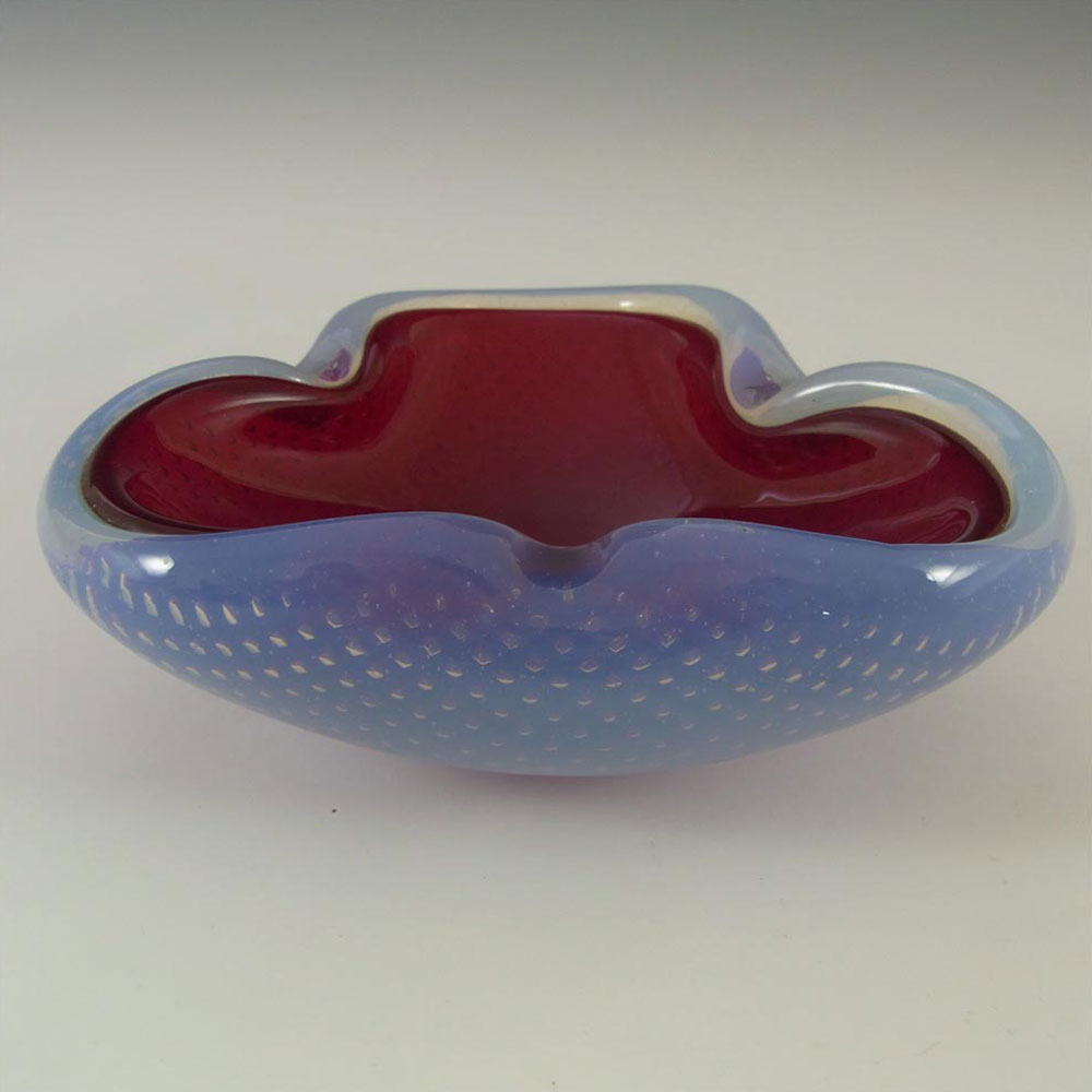 Ferro Italarts Murano Red & Opalescent Glass Bubble Bowl - Click Image to Close