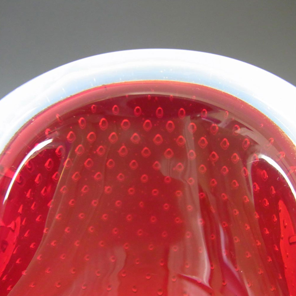 (image for) Ferro Italarts Murano Red & Opalescent Glass Bubble Bowl - Click Image to Close