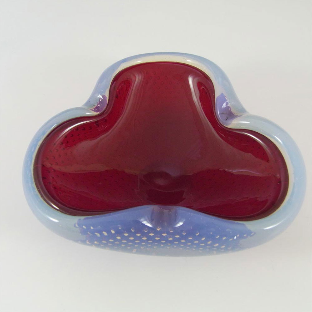 (image for) Ferro Italarts Murano Red & Opalescent Glass Bubble Bowl - Click Image to Close