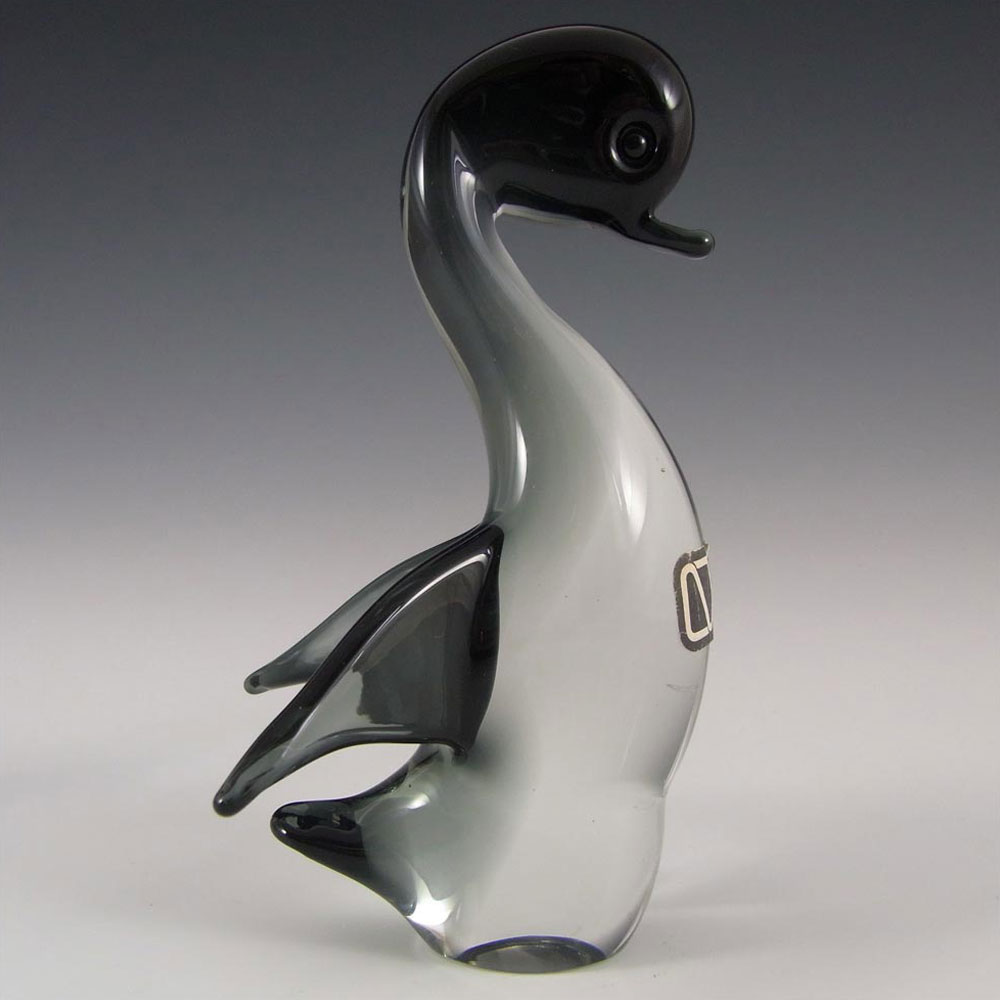 V. Nason & Co Murano Smoky Glass Duck Sculpture - Label - Click Image to Close