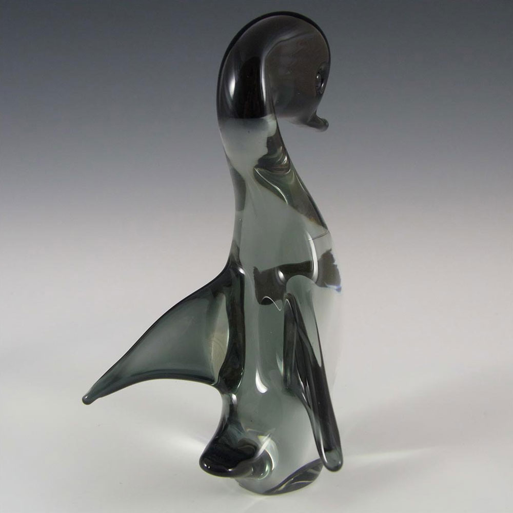 V. Nason & Co Murano Smoky Glass Duck Sculpture - Label - Click Image to Close