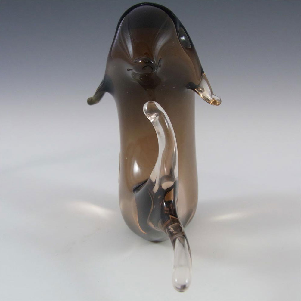 V. Nason & Co Murano Amber Glass Dolphin Sculpture - Label - Click Image to Close